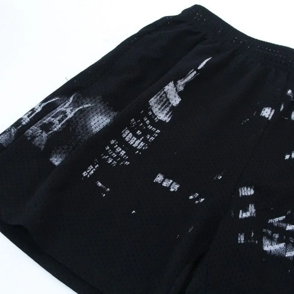 Eric Emanuel New York City Skyline Black Graphic Mesh Mens Large EE Basic Shorts